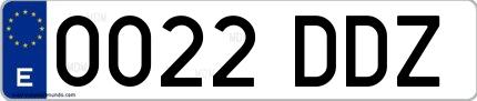 Ejemplo de matrícula española 0022 DDZ