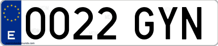 Ejemplo de matrícula de coche ordinaria 0022 GYN