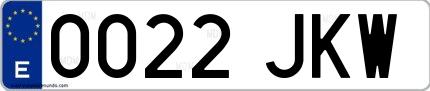 Ejemplo de matrícula española 0022 JKW