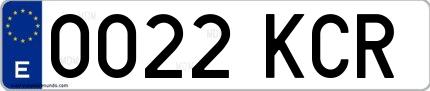 Ejemplo de matrícula española 0022 KCR