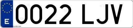 Ejemplo de matrícula española 0022 LJV
