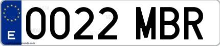 Ejemplo de matrícula española 0022 MBR