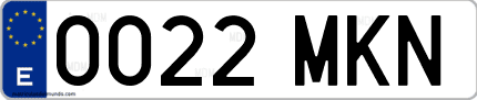Ejemplo de matrícula de coche ordinaria 0022 MKN