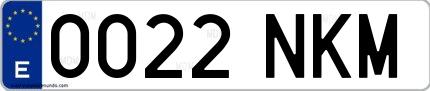 Ejemplo de matrícula española 0022 NKM