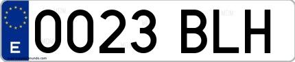 Ejemplo de matrícula española 0023 BLH