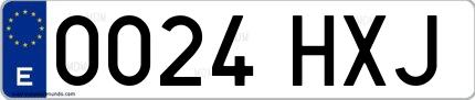 Ejemplo de matrícula española 0024 HXJ