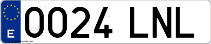 Ejemplo de matrícula de coche ordinaria 0024 LNL