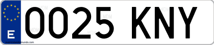 Ejemplo de matrícula de coche ordinaria 0025 KNY