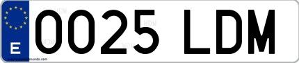 Ejemplo de matrícula española 0025 LDM
