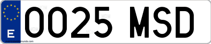 Ejemplo de matrícula de coche ordinaria 0025 MSD