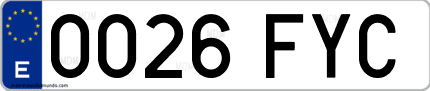 Ejemplo de matrícula de coche ordinaria 0026 FYC