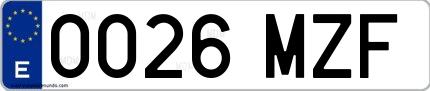 Ejemplo de matrícula española 0026 MZF