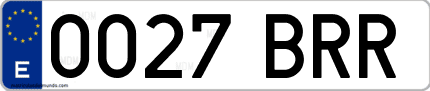 Ejemplo de matrícula de coche ordinaria 0027 BRR