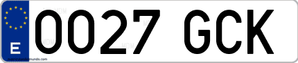 Ejemplo de matrícula de coche ordinaria 0027 GCK