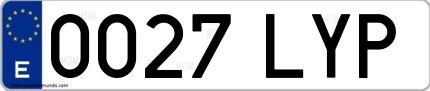 Ejemplo de matrícula española 0027 LYP