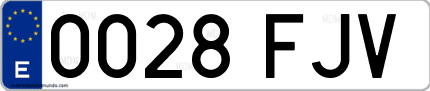 Ejemplo de matrícula de coche ordinaria 0028 FJV
