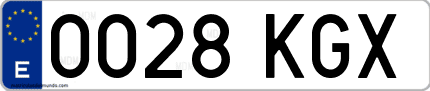 Ejemplo de matrícula de coche ordinaria 0028 KGX