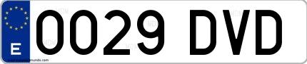 Ejemplo de matrícula española 0029 DVD