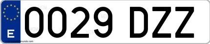 Ejemplo de matrícula de coche ordinaria 0029 DZZ