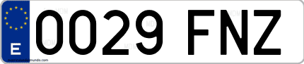 Ejemplo de matrícula de coche ordinaria 0029 FNZ