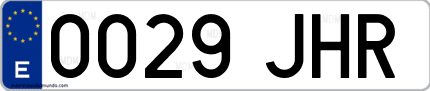 Ejemplo de matrícula de coche ordinaria 0029 JHR