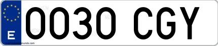 Ejemplo de matrícula española 0030 CGY
