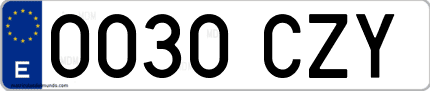 Ejemplo de matrícula de coche ordinaria 0030 CZY