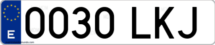 Ejemplo de matrícula de coche ordinaria 0030 LKJ