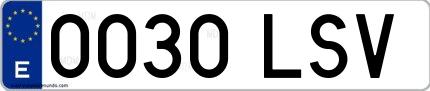 Ejemplo de matrícula española 0030 LSV