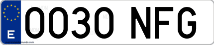 Ejemplo de matrícula de coche ordinaria 0030 NFG