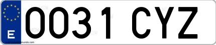 Ejemplo de matrícula española 0031 CYZ
