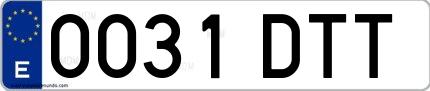 Ejemplo de matrícula española 0031 DTT