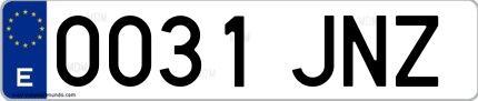 Ejemplo de matrícula de coche ordinaria 0031 JNZ