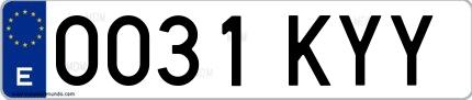Ejemplo de matrícula española 0031 KYY
