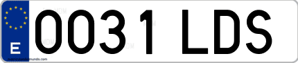 Ejemplo de matrícula de coche ordinaria 0031 LDS