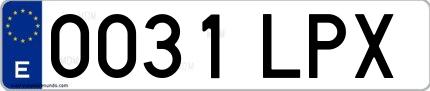 Ejemplo de matrícula española 0031 LPX