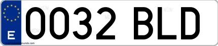 Ejemplo de matrícula española 0032 BLD