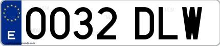 Ejemplo de matrícula española 0032 DLW