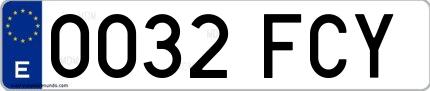 Ejemplo de matrícula española 0032 FCY