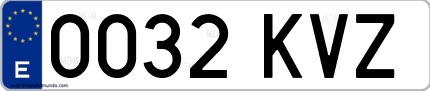 Ejemplo de matrícula de coche ordinaria 0032 KVZ