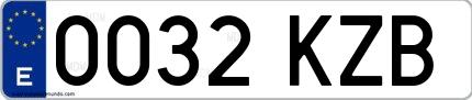 Ejemplo de matrícula española 0032 KZB