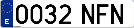 Ejemplo de matrícula de coche ordinaria 0032 NFN