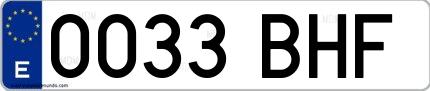Ejemplo de matrícula española 0033 BHF