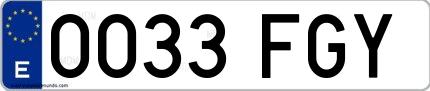 Ejemplo de matrícula española 0033 FGY
