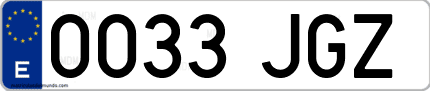 Ejemplo de matrícula de coche ordinaria 0033 JGZ