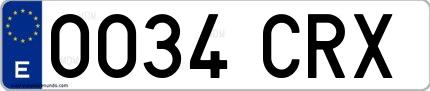 Ejemplo de matrícula española 0034 CRX