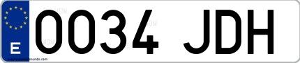 Ejemplo de matrícula española 0034 JDH