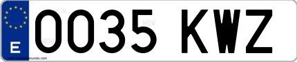 Ejemplo de matrícula española 0035 KWZ