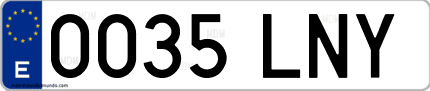 Ejemplo de matrícula de coche ordinaria 0035 LNY