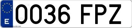 Ejemplo de matrícula española 0036 FPZ